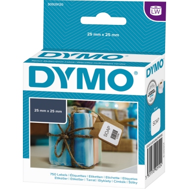 Etikett Dymo S0929120 25x25mm Papier Quadratisch WEIß Ablösbar