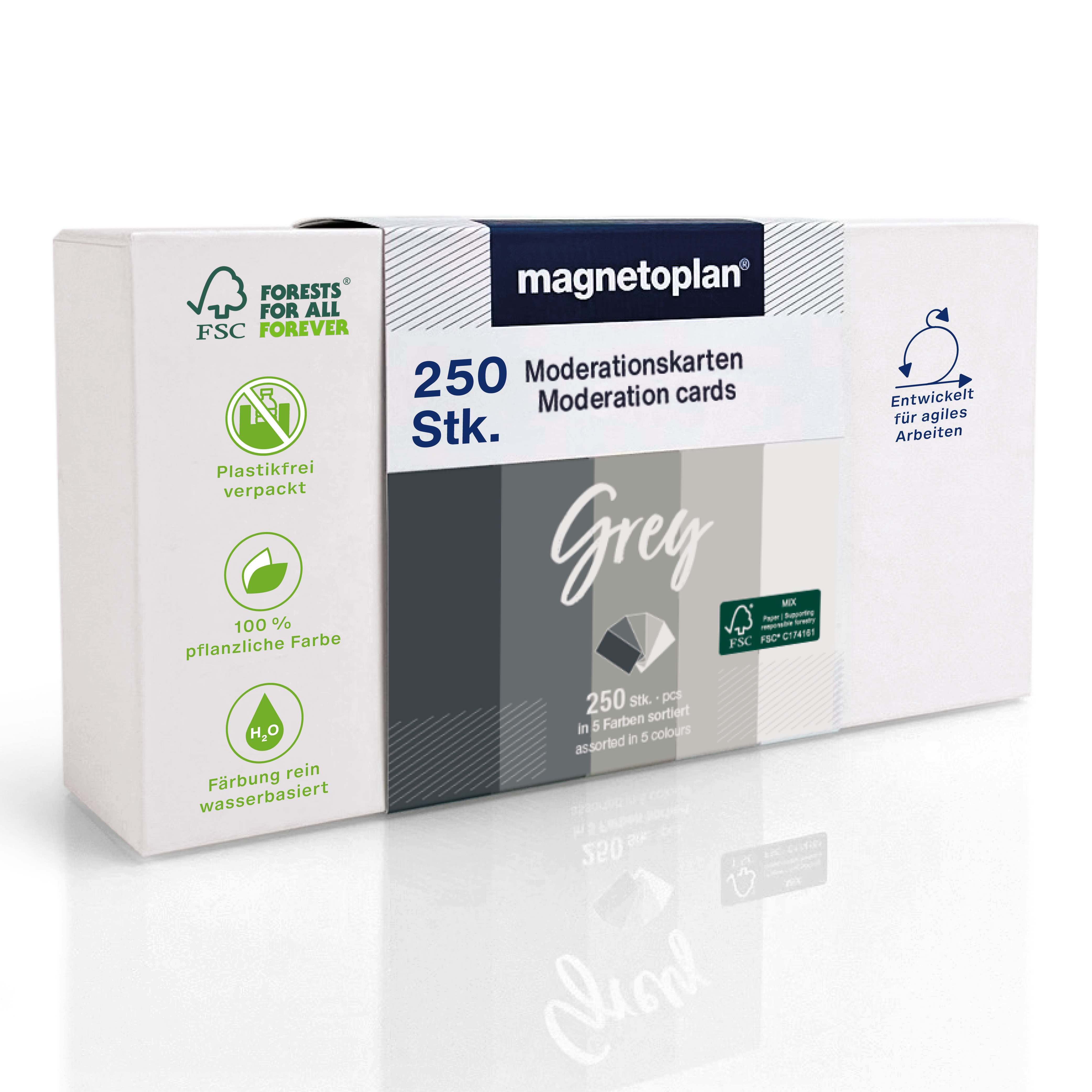 Moderationskarte magnetoplan® Grey 20x10cm 250 Stück