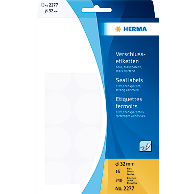 Etikett HERMA 2277 Ø-32mm transparent Markierungspunkte 240 St.