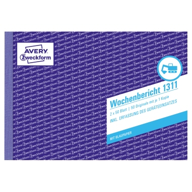 Wochenbericht Zweckf. 1311 A5 quer 2x50Blatt