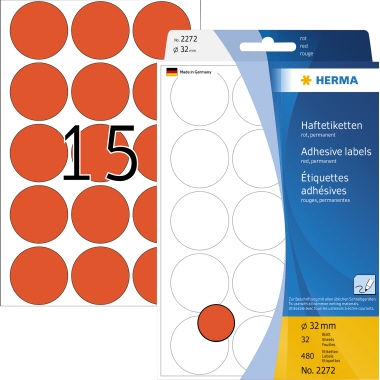 Etikett Herma 2272 32mm rot Markierungspunkte
