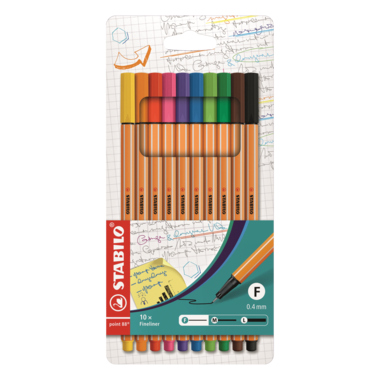 Feinschreiber Stabilo point 8810/10er 0,4mm, sortiert 10 Farben