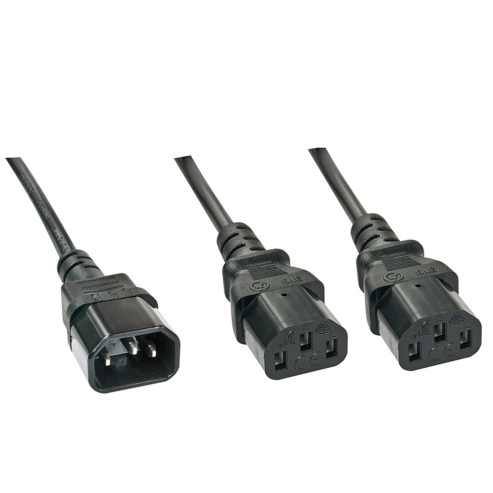 Netzkabel Lindy 30363 1m IEC C14 an 2x IEC C13 Y