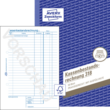 Kassenbestandsrechnung Zweckf. 318 A5 