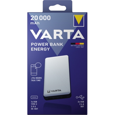 Powerbank Varta 20.000mAh silber 