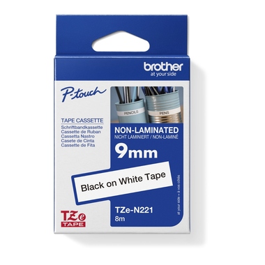 Schriftband Brother TZe-N221 weiß/schwarz 9mm x 8m