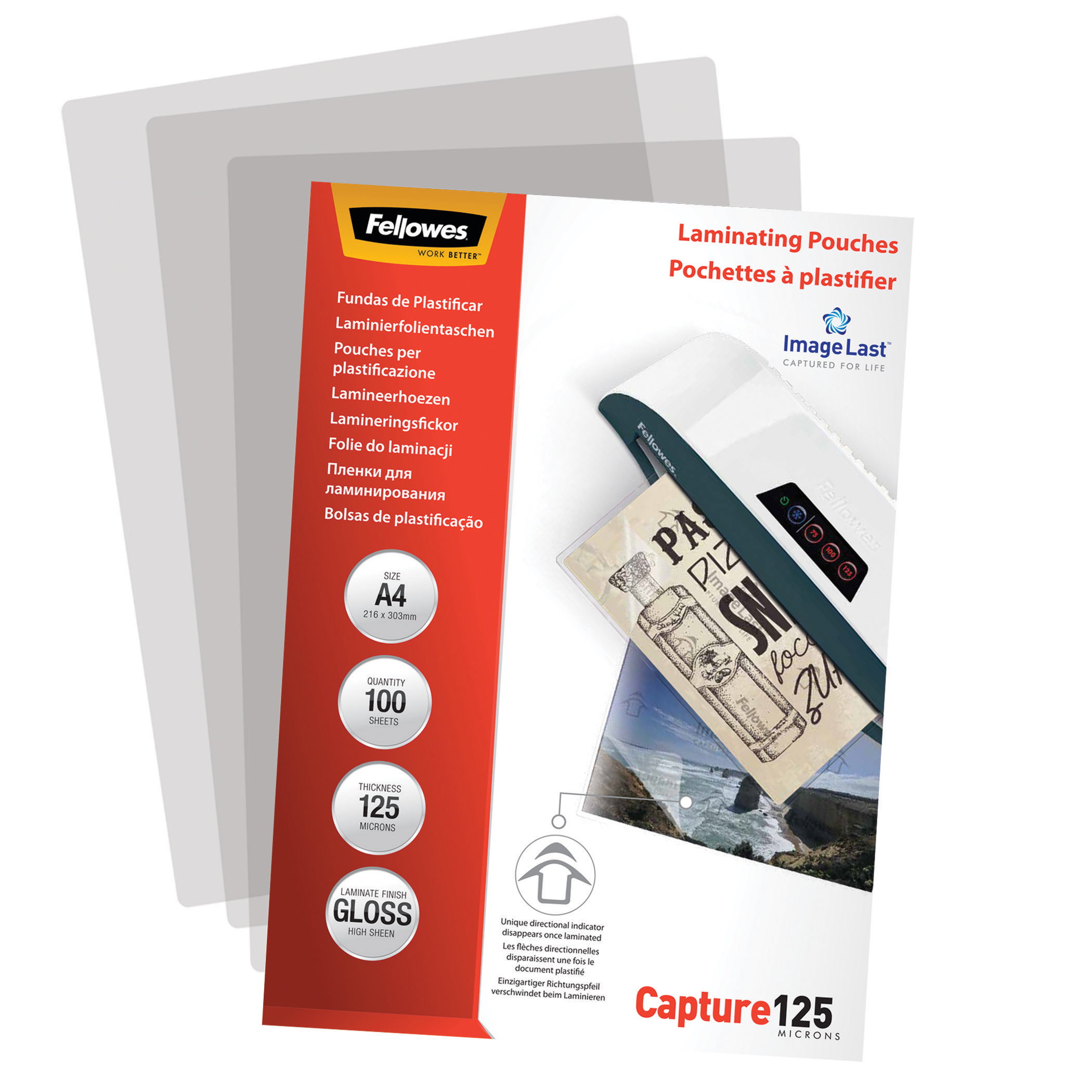 Folientasche FELLOWES A4 228X303mm 125my glänzend 100 St/Pack ImageLast Capture