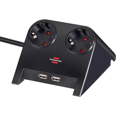 Tischsteckd. Brennenstuhl 2-fach 1,8m sw mit USB-Buchse 1153500222