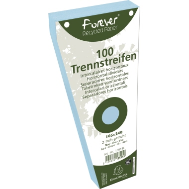 Trennstreifen Exacompta 105x240mm blau trapezförmig, recycling, 2-fach gelocht