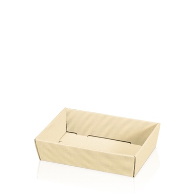 Präsentkörbe 4-eckig creme flach mini unten 220x150x55mm, oben 240x175x55mm