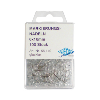 Pinnadeln Wedo 56149 16mm glasklar Nadellänge, Ø6mm Kopfdurchmesser