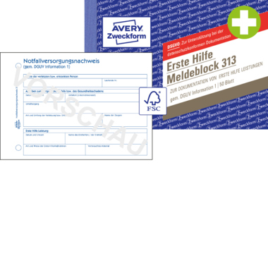 Erste Hilfe Meldeblock Zweckform 313 A6 50 Blatt