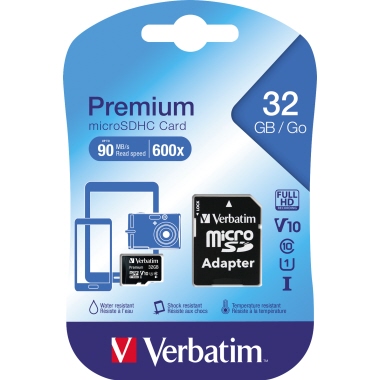 microSDHC-Card Verbatim 32GB Class10 Mit Adapter 44083