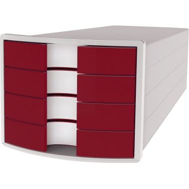 Schubladenbox HAN 1012 C4 4F lichtg/rot Impuls Din C4 4er geschlossene Schublade