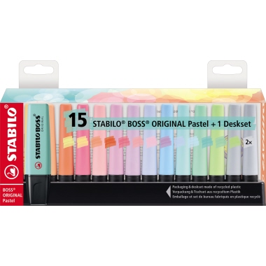 Textmarker Stabilo 7015-02 Pastel Packung á 15 Stück