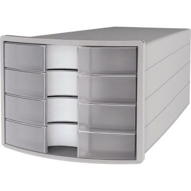 Schubladenbox HAN 1012 C4 4F lichtg/klar Impuls, geschlossene Schublade