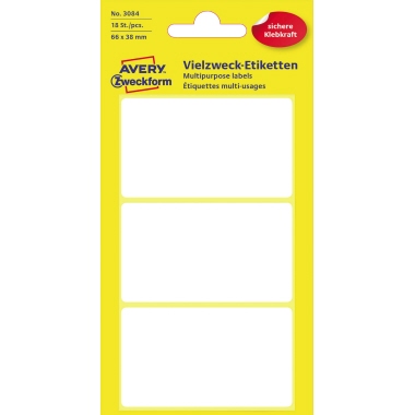 Etikett Avery Zweckform 3084 66x38mm weiß 18 St.