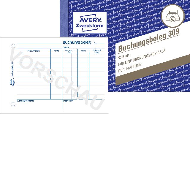 Buchungsbeleg Zweckform 309 A6 quer 