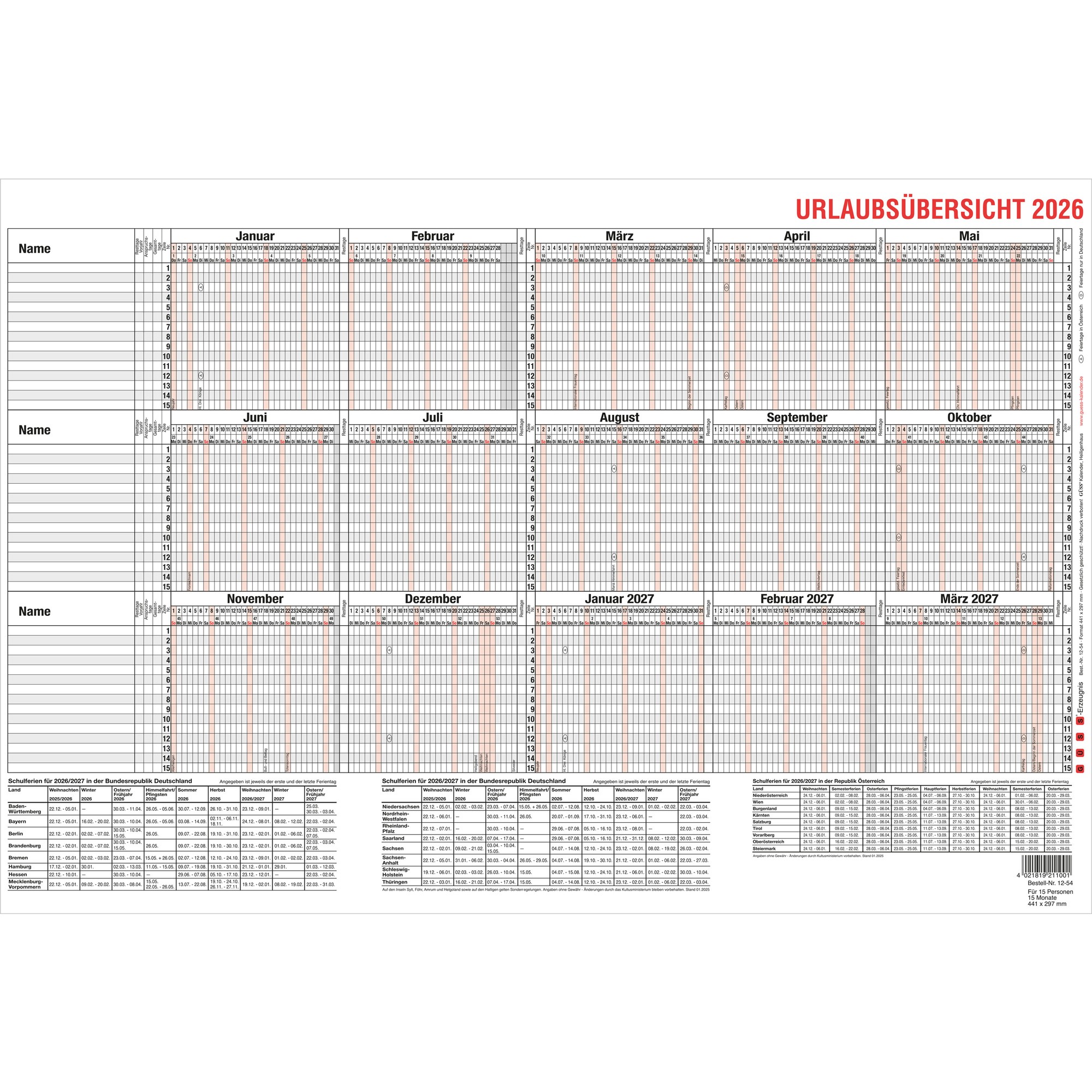 Urlaubsübersicht Güss 12-54 