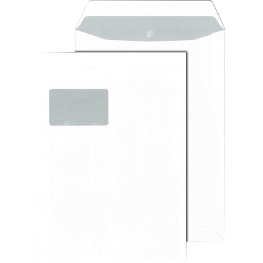 Versandt. C4 mF 90g SK weiß 229x324mm, Mit Fenster, Selbstklebend
