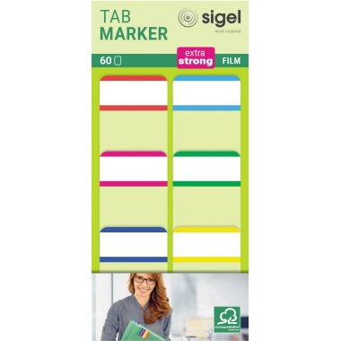 Haftmarker SIGEL HN201 25x38mm Kunststoff Rot Magenta Blau Cyan Grün