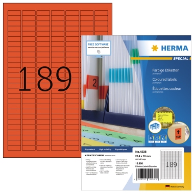Etikett Herma 4238 25,4x10mm rot 