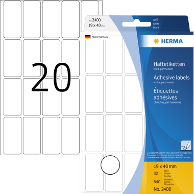 Etikett HERMA 2400 19x40mm weiß Vielzweck 640 St.