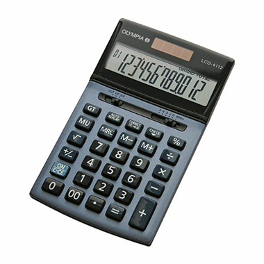 Tischrechner OLYMPIA LCD4112 stahlblau 12 stellig, Solar, 24 Monate Garantie