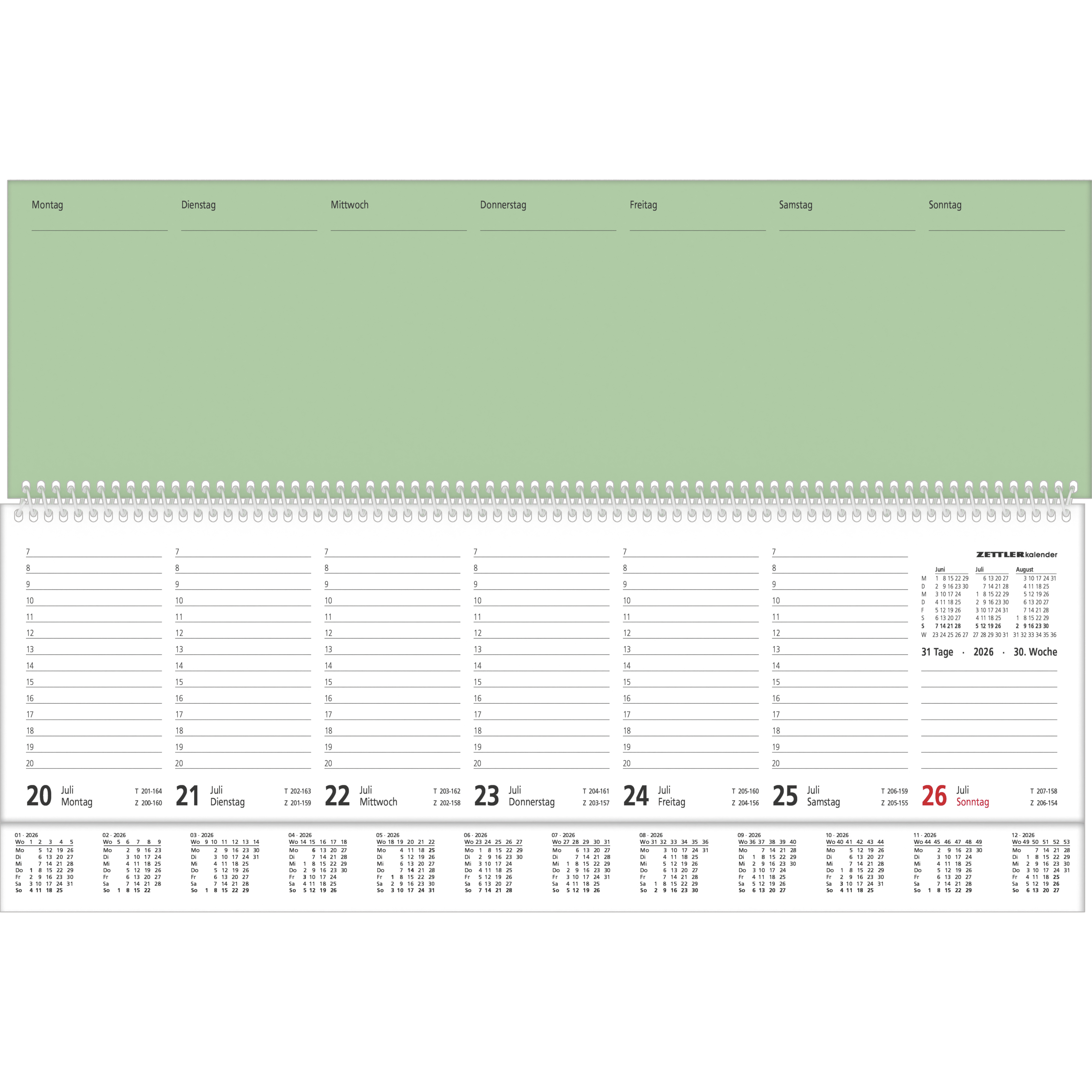 Tischkalender ZETTLER 137 quer 2 Seiten /1 Woche