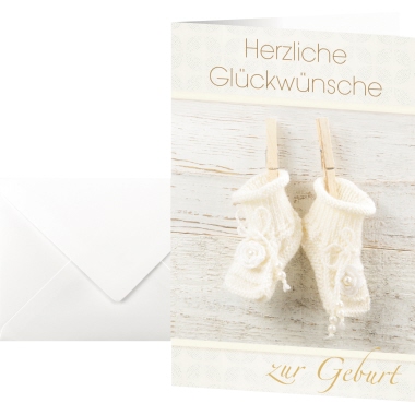 Glückwunschkarte Sigel DS040 Geburt Baby Inkl. Umschläge