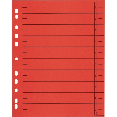 Trennblatt A4 230g rot 24x30cm, recycling, Universallochung