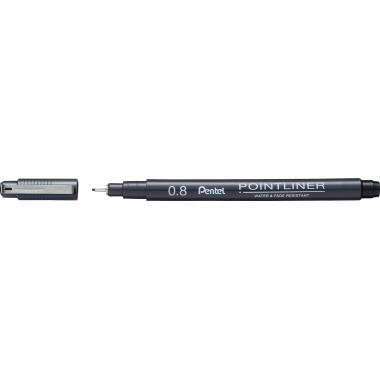 Fineliner Pentel Pointliner 0,8mm schw permanent, schwarz