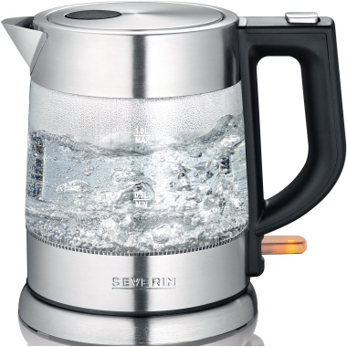 Wasserkocher SEVERIN WK 3468 1Liter 220w Schwarz, Edelstahl transp.