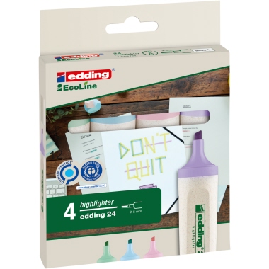Textmarker edding 24 Ecoline 4er Etui sortiert, pastellfarben