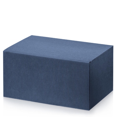 Geschenkkarton 380x250x190mm blau 6er Präsentkarton offene Welle