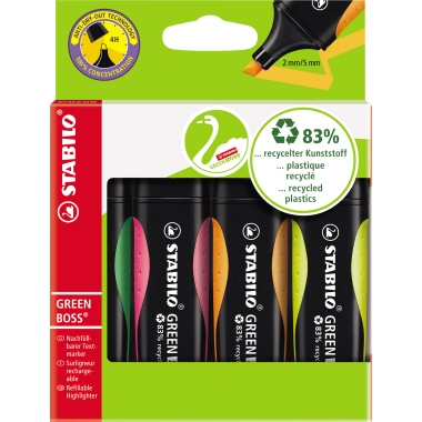 Textmarker Stabilo 6070/4 4er Set fbg. sort