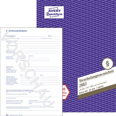 Verarbeitungsverzeichnis Zweckform 2863 Din A4 28 Blatt