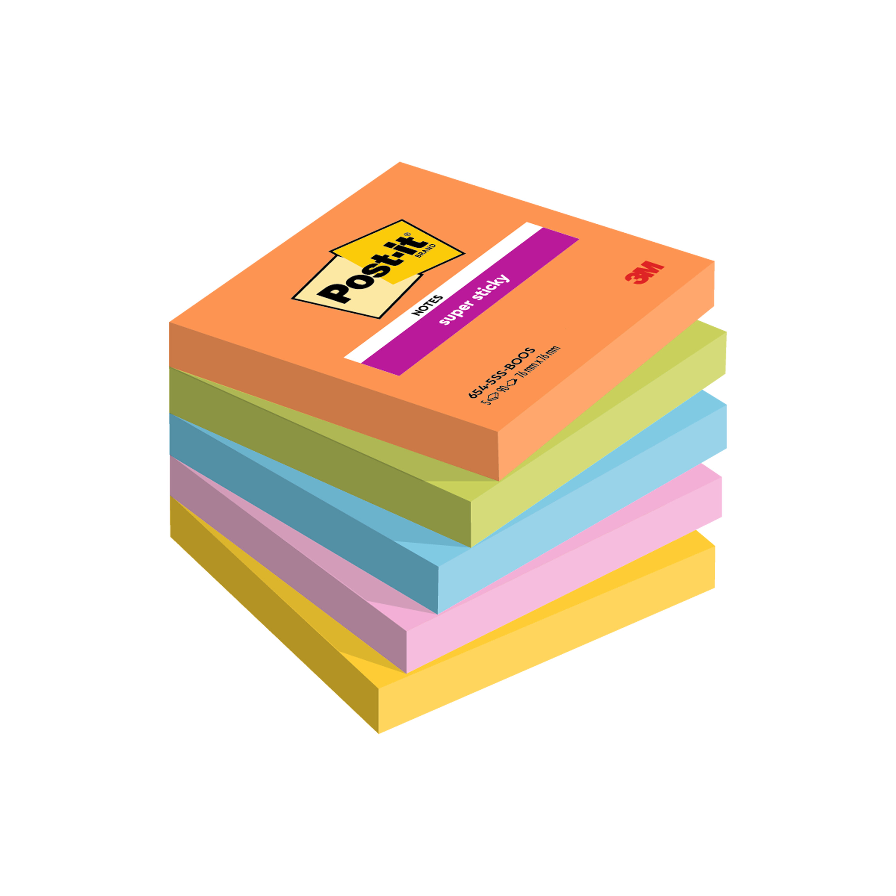 Haftnotiz Post-It 654-5SS 76x76mm Notes Boost Collection