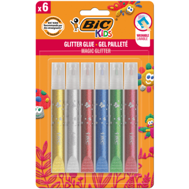 Kleber BIC Glitter Glue Metallic 6er sortiert