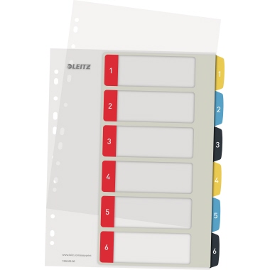 Register Leitz 1246 A4 Maxi 3farbig 1-6 Cosy PC-beschriftbar Pp