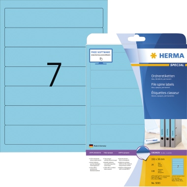 Rückenschild Herma 5093 PC blau Kurz/schmal, Selbstklebend