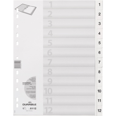 Register Durable 611202 A4 PP 1-12 weiß 