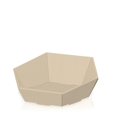 Präsentkorb 6-eckig Graspapier 380x340x75mm