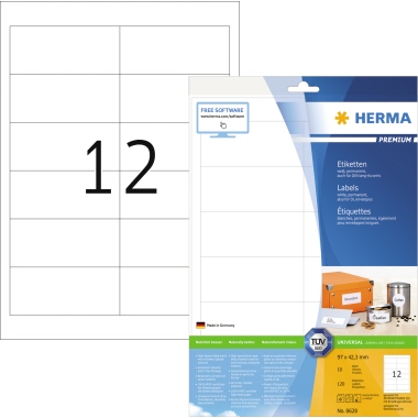 Etikett Herma 8628 96,5x42,3mm weiß 