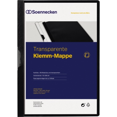 Klemmmappe Soe A4 1-30 Blatt schwarz 
