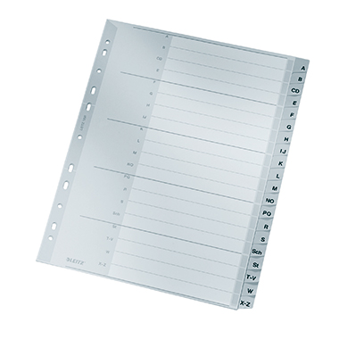Register Leitz 1260 A4 A-Z 20tlg grau Kunststoff, Volle Höhe, Überbreite