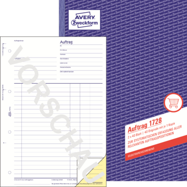 Auftragsbuch Zweckform 1728 A4 SD 2x40bl.