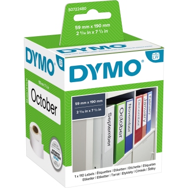 Etikett Dymo 99019 59x190mm weiß Ordneren Breit