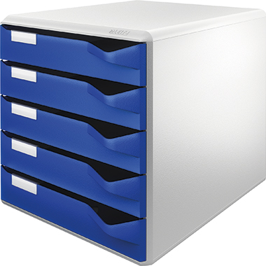 Postset Leitz 5280 blau Gehäuse Grau, Mit 5 Schubladen