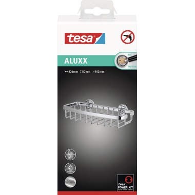 Ablagekorb Tesa Aluxx 40207 S silber Ilber, Mit Klebebefetigung, Viereckig